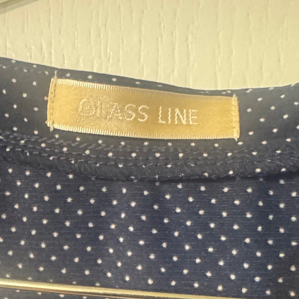 Navy Polka Dot Ruffle Front Blouse - Women - Picture 2 of 3